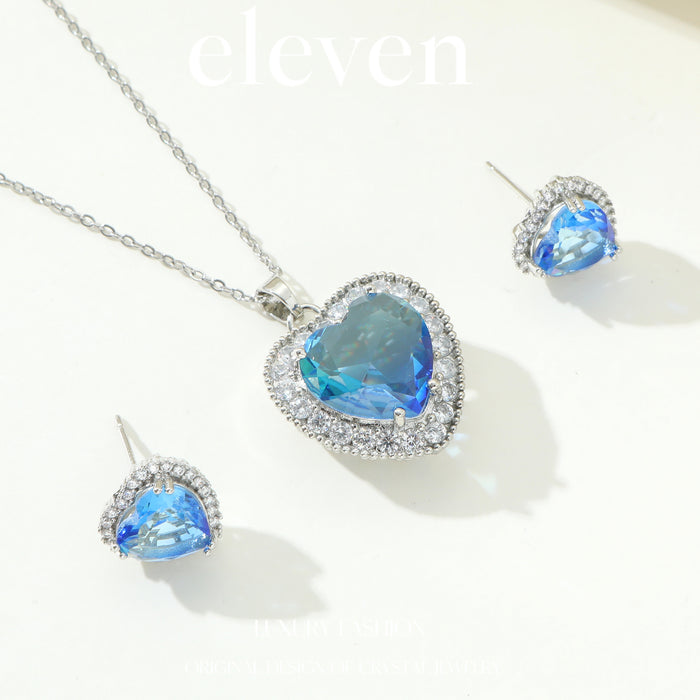 Luxurious Blue Heart Zircon Necklace Set - Trending Jewelry for Ocean-Inspired Fashion