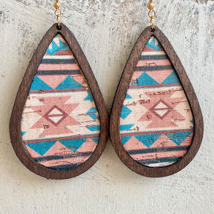 Painted picture wooden earrings