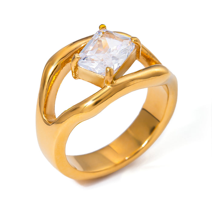 18k gold stainless steel zircon ring