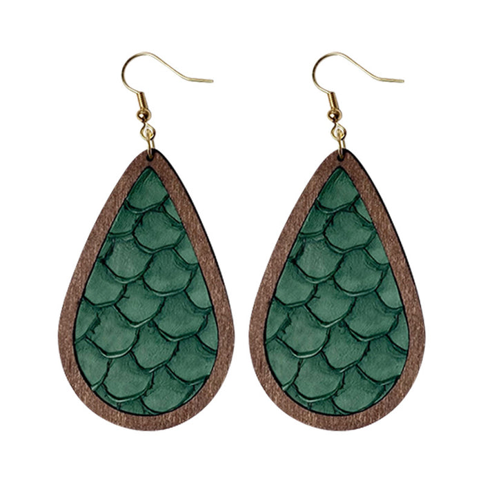 Wooden fish scale earrings