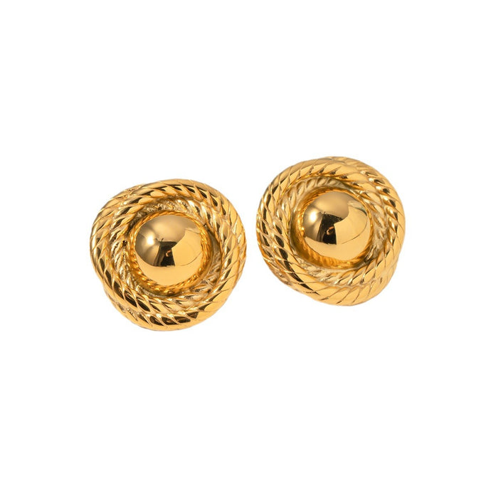 New 18K Gold Stainless Steel Twisted Texture Circle Earrings - Stylish Women's Gift Jewelry