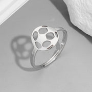 Stainless steel football ring, simple geometric round open ring wholesale - wallojewerly 