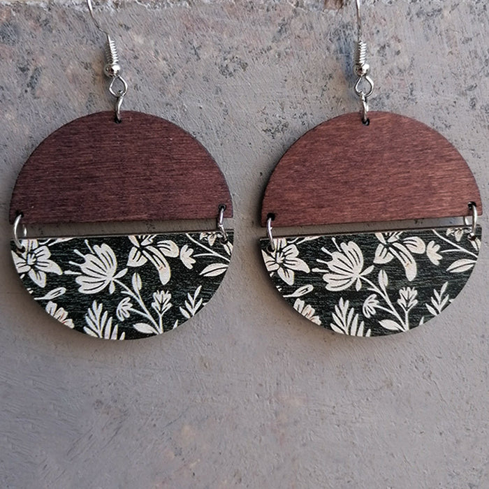 Wooden semicircular earrings