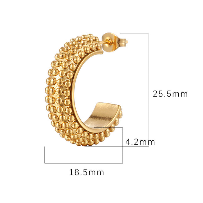 Pendientes minimalistas personalizados de acero inoxidable en forma de C pendientes de mujer de acero titanio oro 18K