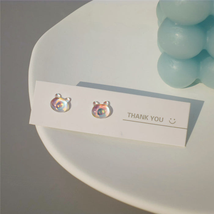 s925 silver needle earrings | candy-colored cat earrings with a sweet girlish design