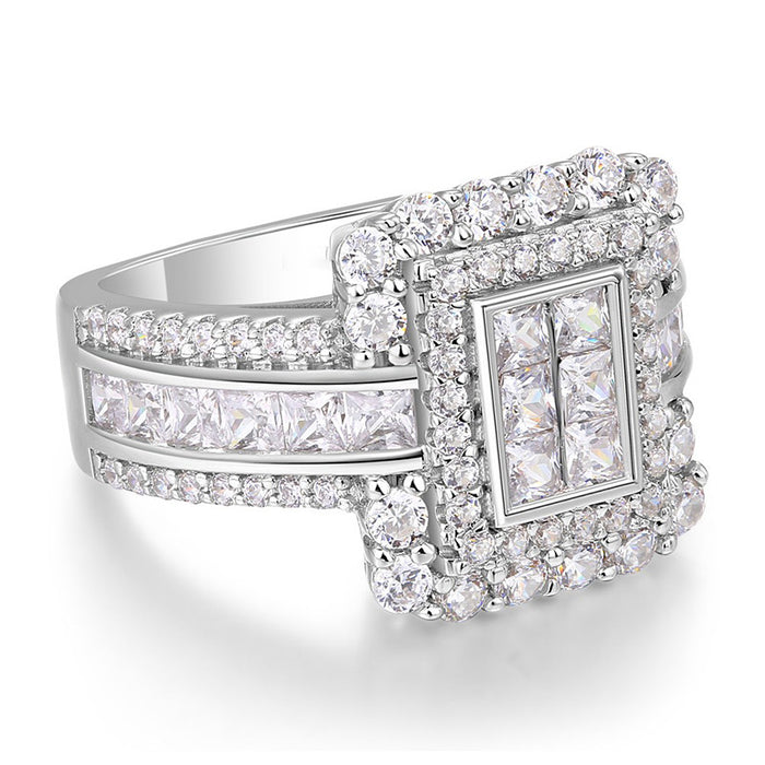 Princess square wedding ring wedding splicing diamond women's ring