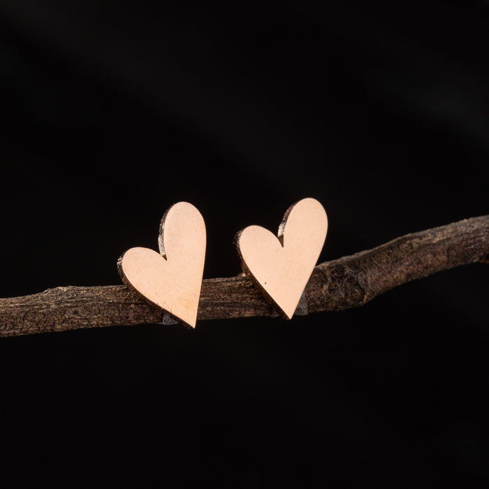 Heart and Geometric Stainless Steel Stud Earrings - Simple and Stylish Jewelry