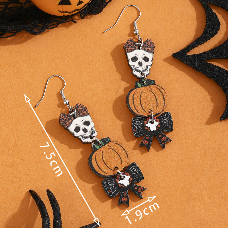 Wholesale Halloween Cartoon Stud Earrings Set - Spooky Pumpkin, Ghost & Bat Alloy Earring Multipack for Women - wallojewerly 