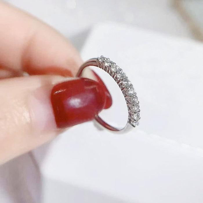 Anillo de circonita de una sola fila para mujer, anillo de pareja apilable sencillo