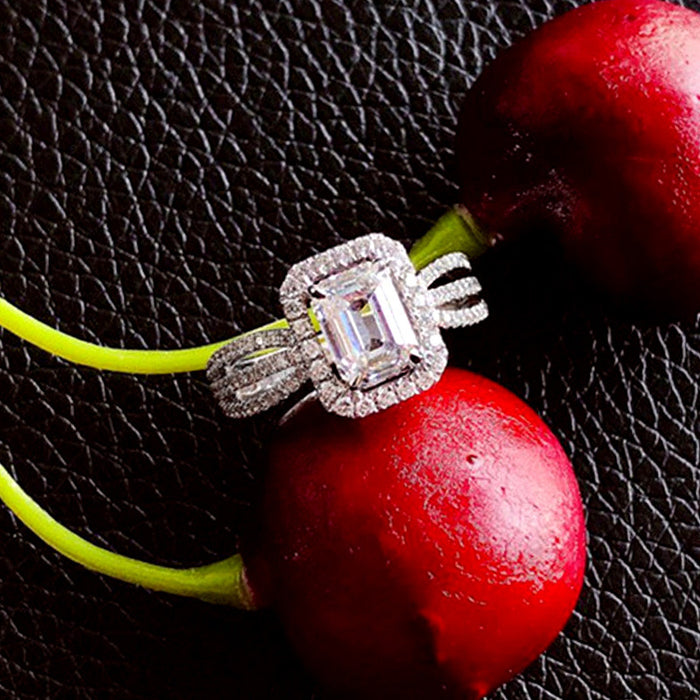Geometric zircon ring for women individually packaged ring