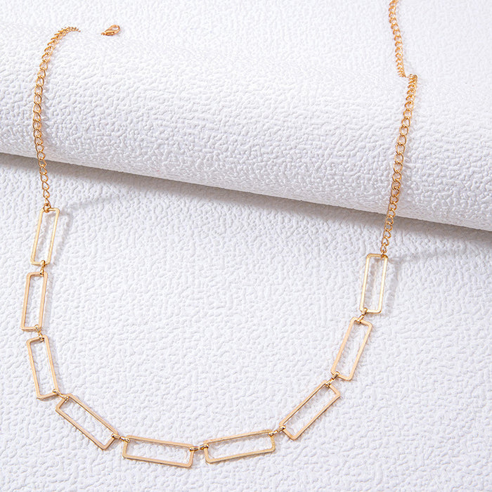 Geometric metal niche simple single layer waist chain