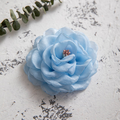 Colorful Rose and Camellia Hair Clips - Korean-Style Fabric Flower Hairpins