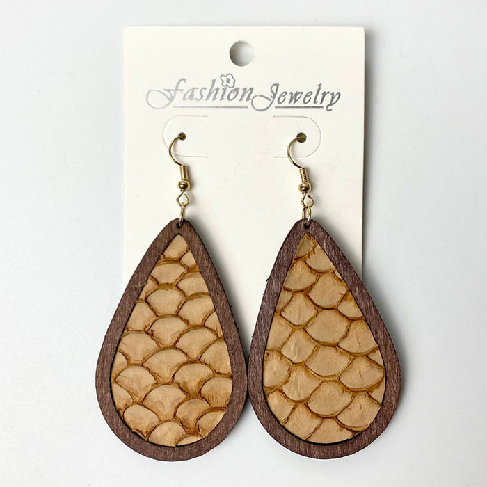 Wooden fish scale earrings