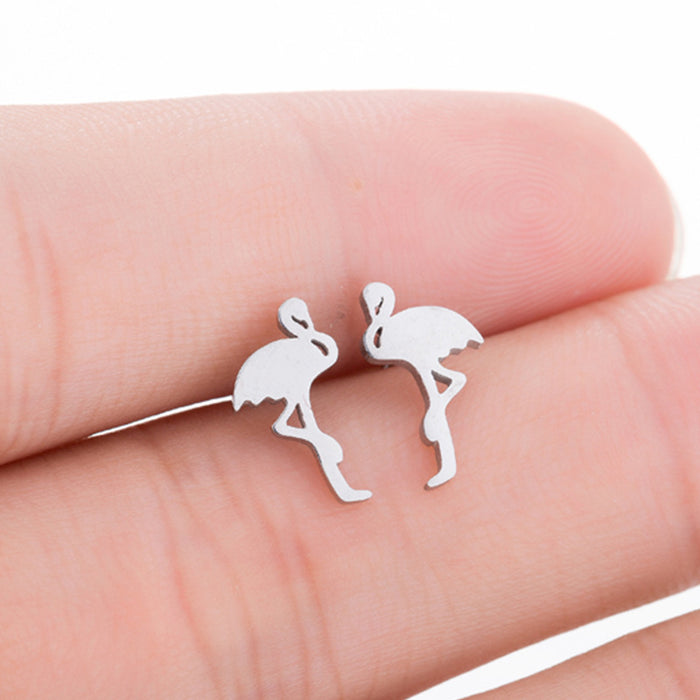 Crane and Flamingo Stainless Steel Earrings - Simple and Stylish Animal Jewelry