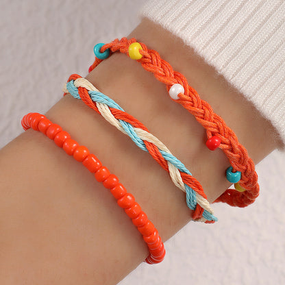 New Colorful Bohemian Ethnic Bracelet Set - Handwoven Vacation Bracelet for Women