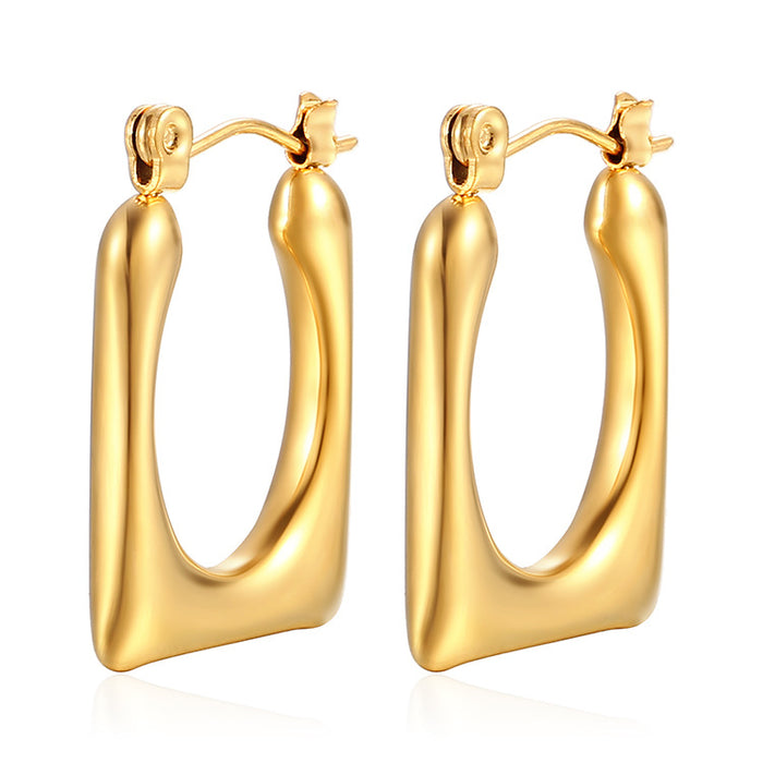 Simple stainless steel 18K gold plated light luxury earrings trendy women's earrings