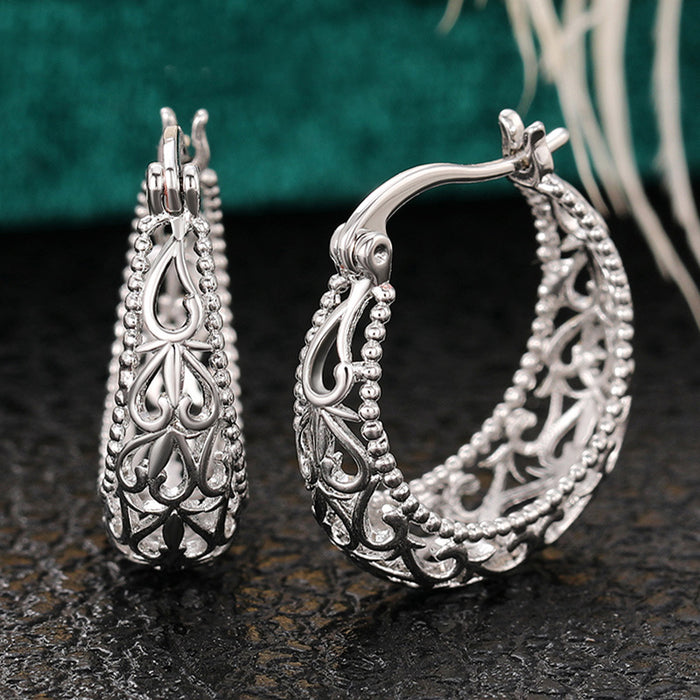 Vintage carved earrings exaggerated wedding earrings