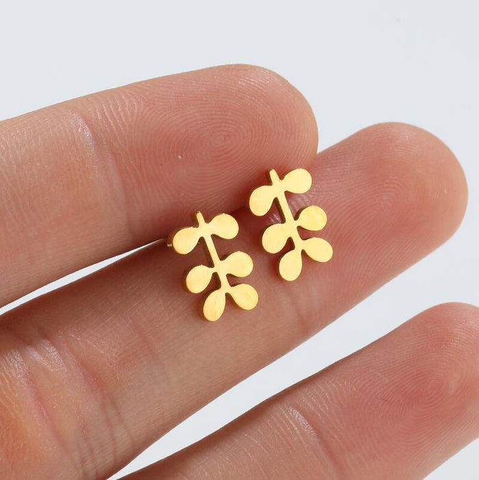 Leaf Stainless Steel Stud Earrings - Simple and Elegant Nature Jewelry