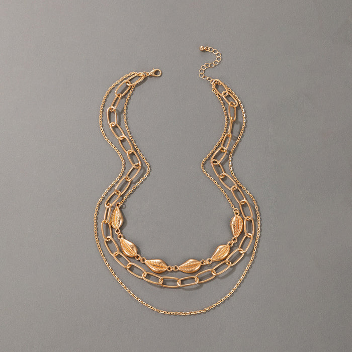 Punk Gold Shell Multi-Layer Necklace Set - Geometric Three Layers