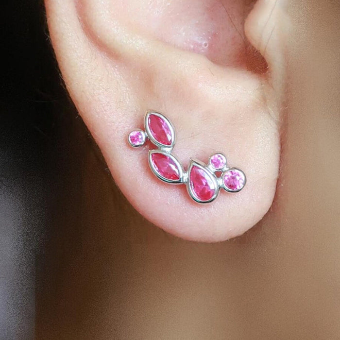 Pendientes de circonita con flores geométricas, pendientes dulces en forma de lágrima