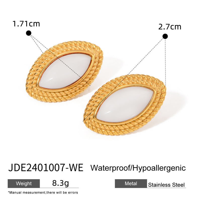 Anillo abierto de ónix negro de acero inoxidable chapado en oro de 18k