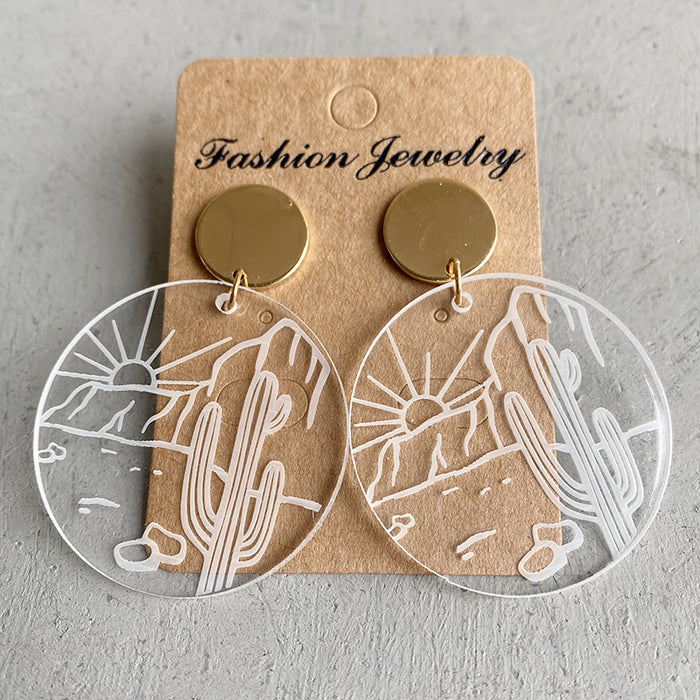 Cactus transparent acrylic earrings