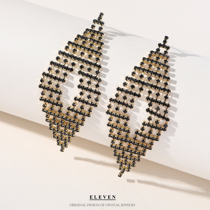 Exaggerated Vintage Tassel Earrings - Full Rhinestone Dangles for a Bold and Stylish Look - wallojewerly 