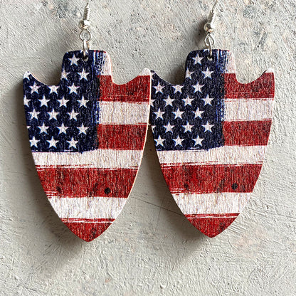 Wooden patriotic earrings