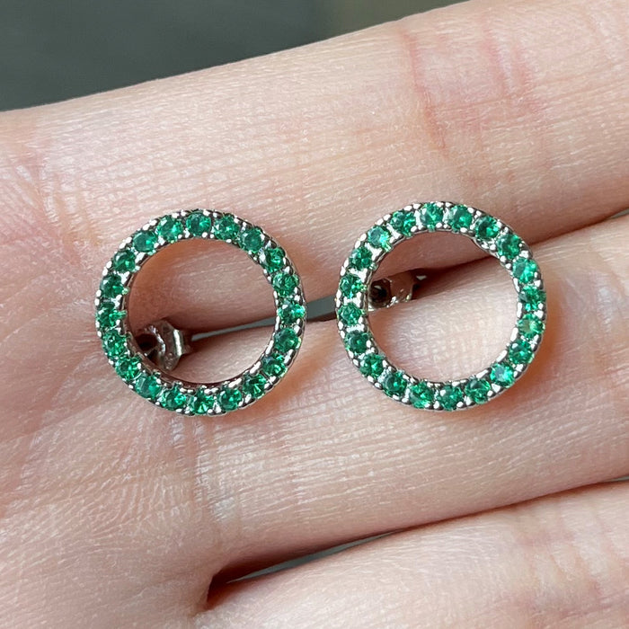 Hollow Circle Zirconia Earrings