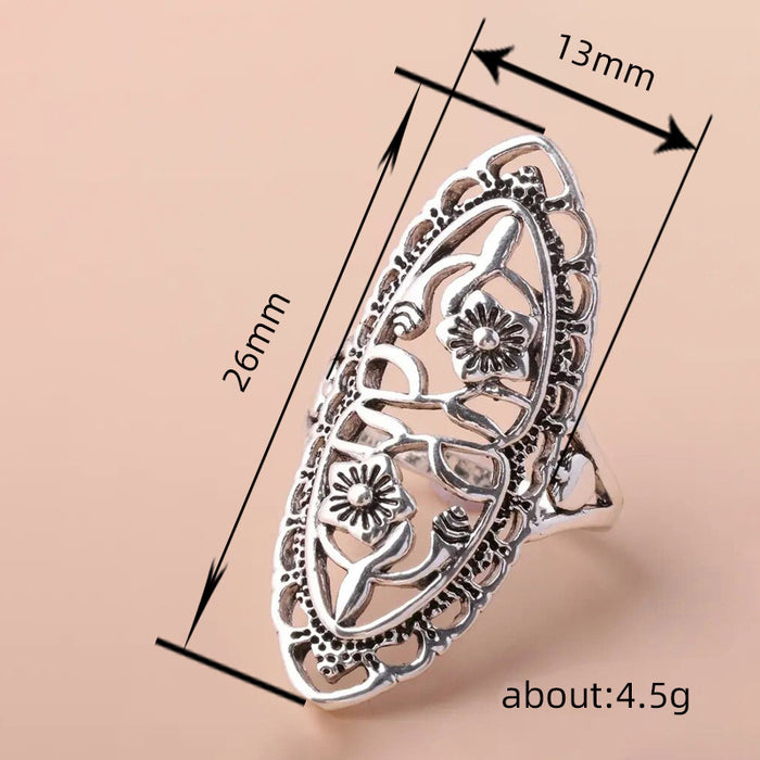 Patterned hollow flower ring alloy plum blossom fashion ring