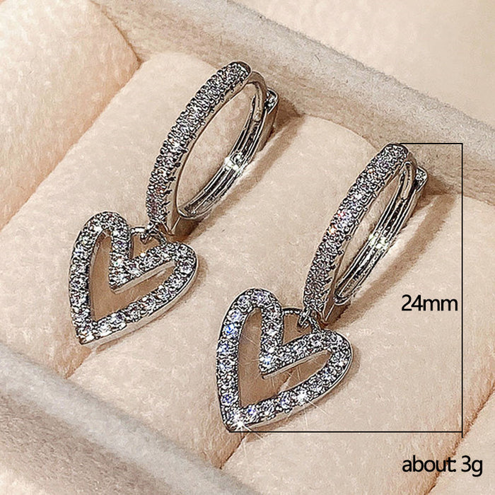 Hollow heart-shaped drop earrings sweet love earrings