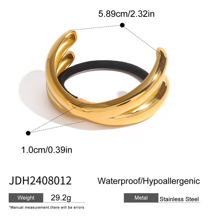 Stainless steel cross hair rope, high-end ponytail hair ring