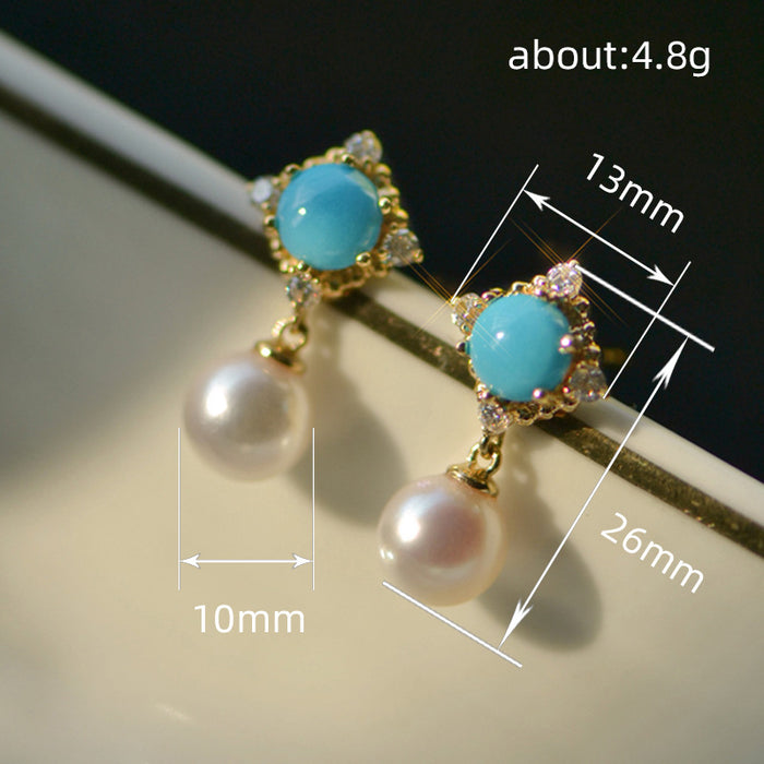 Imitation pearl earrings palace style earrings