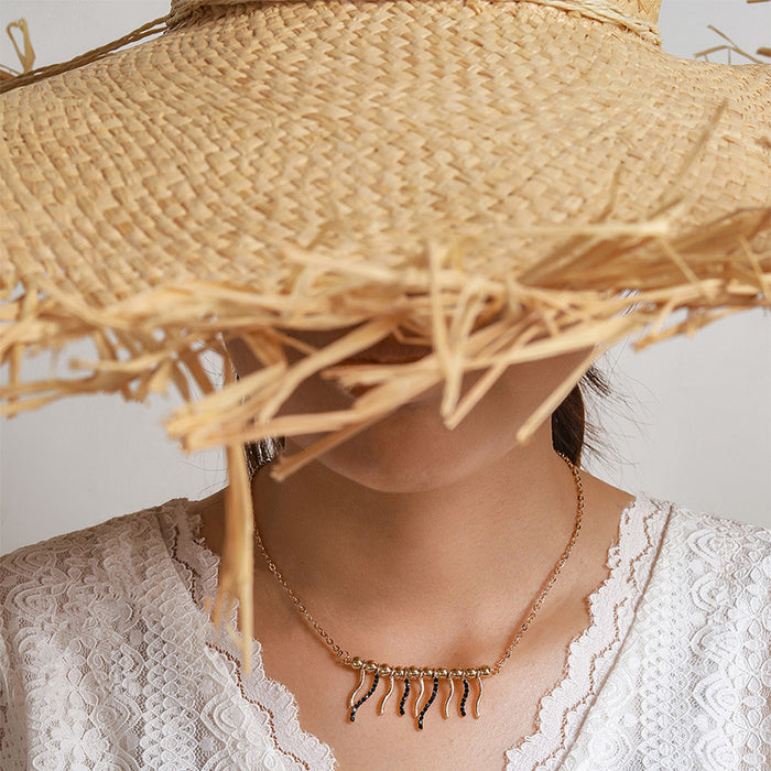 Collar con colgante de perla y margaritas: cadena de moda de una sola capa para mujer