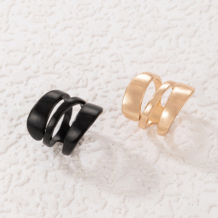 Spiral open three-color ring three-piece geometric hollow combination