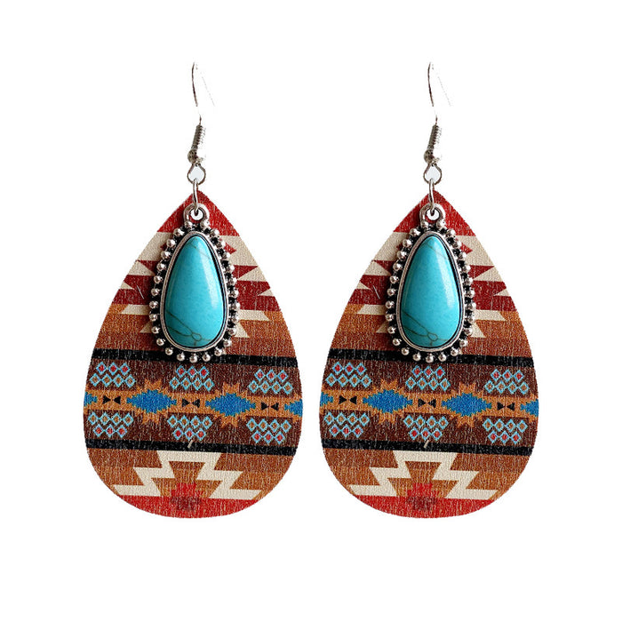 Turquoise Pendant Earrings with Vintage Western Bohemian Style