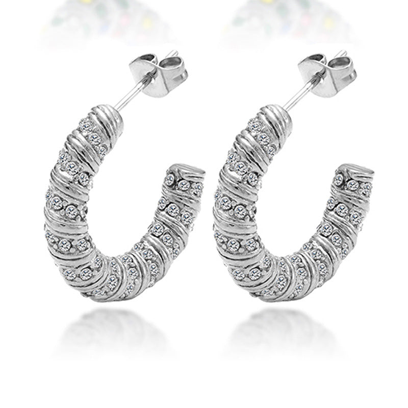 Multi-layer titanium steel earrings trend 18K gold irregular style - wallojewerly 