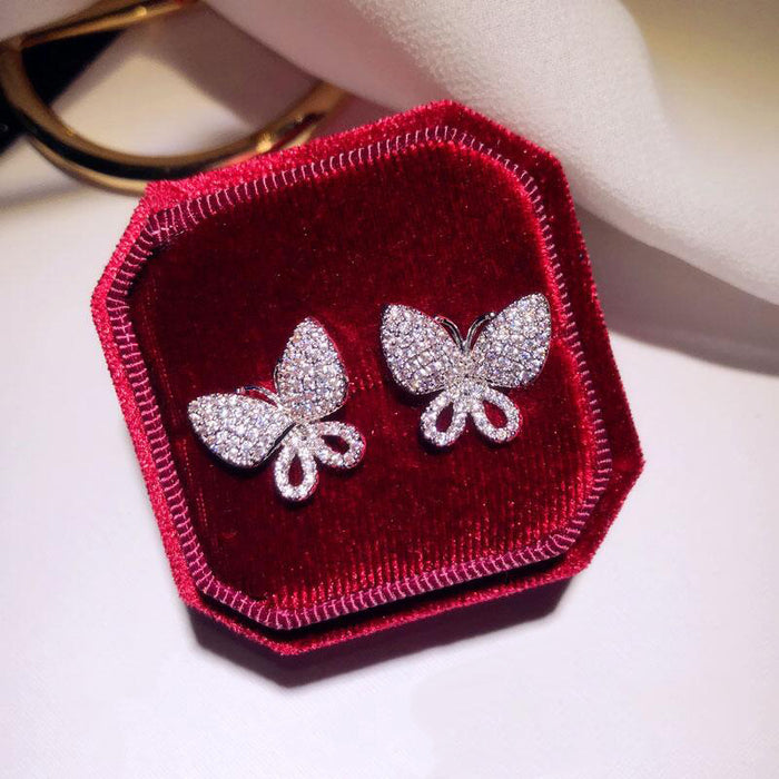 Butterfly earrings zircon full diamond elegant earrings for women