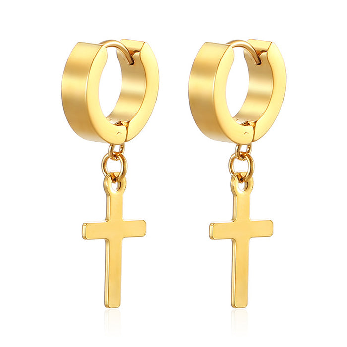 Pendientes de cruz Pendientes de acero inoxidable en oro de 18 quilates para hombre y mujer