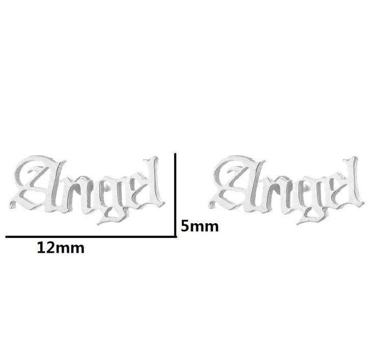 Baby Girl and Angel Stainless Steel Letter Earrings - Cute and Playful Jewelry