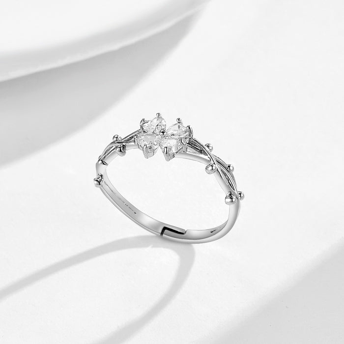 Wholesale heart-shaped four-leaf clover square open rings