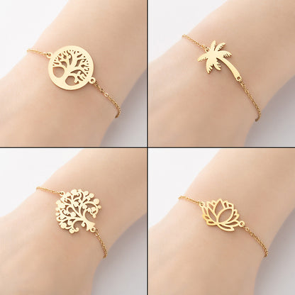 Tree of life coconut tree pendant bracelet, fashionable lotus bracelet cross-border wholesale