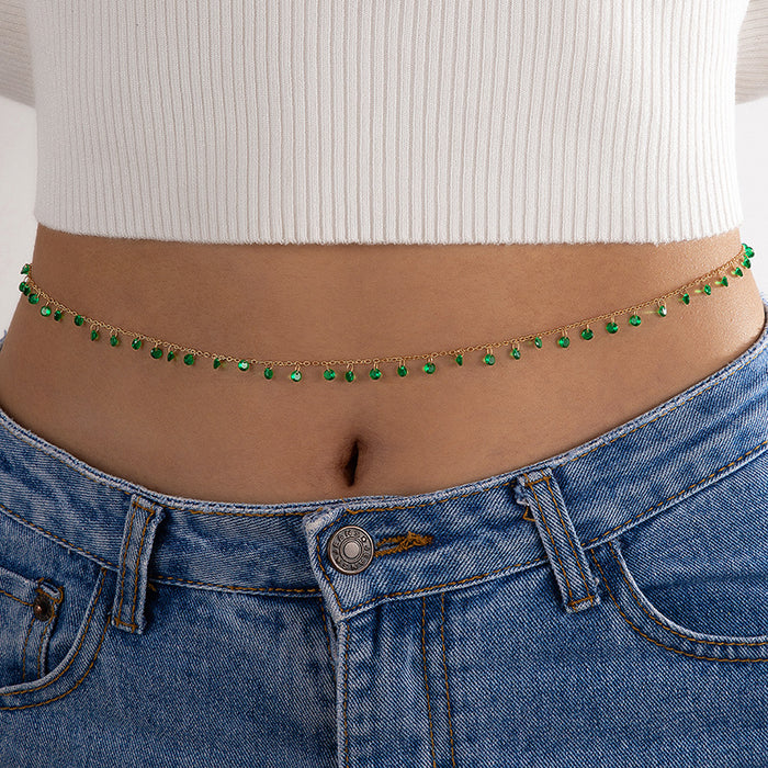 Collar de cintura estilo playa con cadena de hueso de serpiente de una sola capa y cuentas de arroz