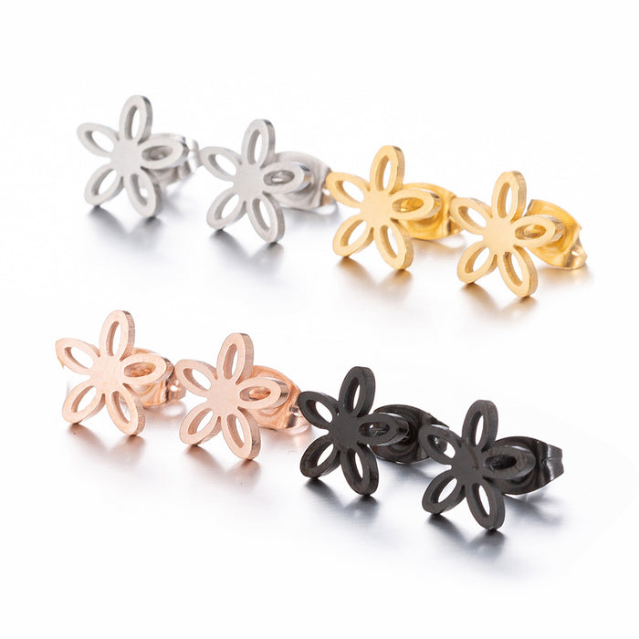 Flower Hollow Stainless Steel Stud Earrings - Simple and Elegant Jewelry