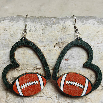 Ball sports wooden earrings