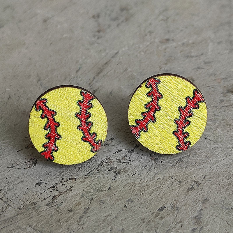 Wooden basketball earrings