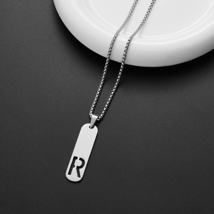 Military brand pendant necklace, European and American independent station stainless steel punk hip-hop English letter all-match chain wholesale