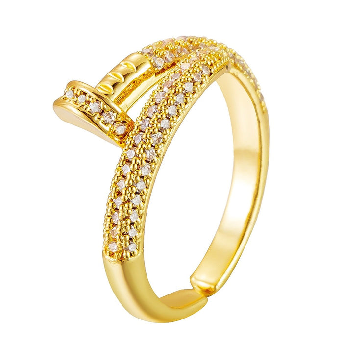 Wholesale copper micro-painted diamond nail rings