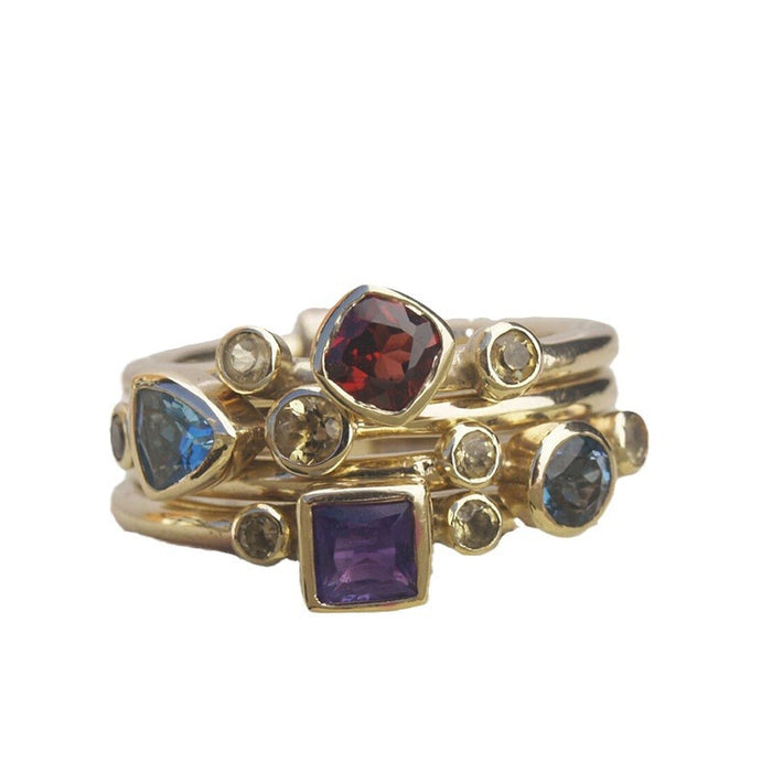 Geometric ring European and American multi-color ring   personalized female ring