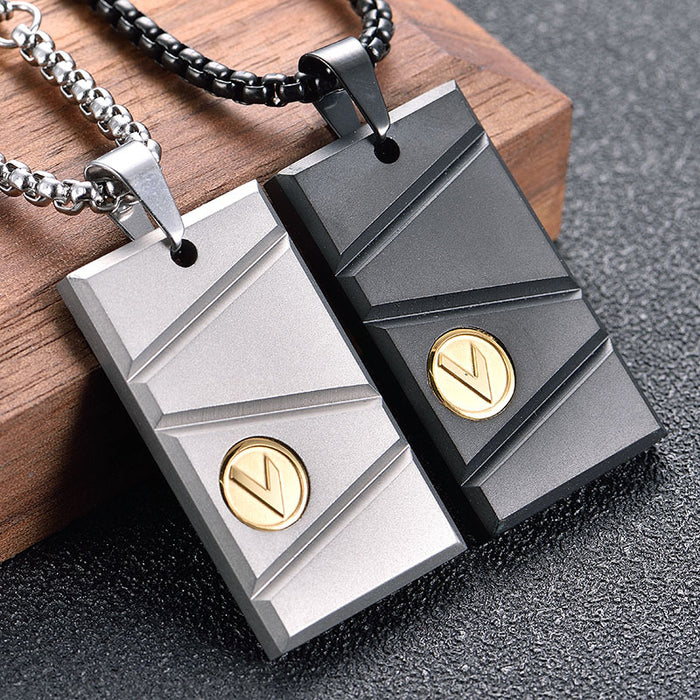 Men's Stainless Steel Square Bevel Sand Necklace - wallojewerly 